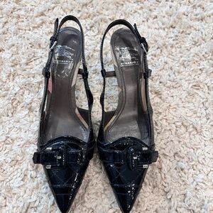 Burberry Black Patent Slingback Heels